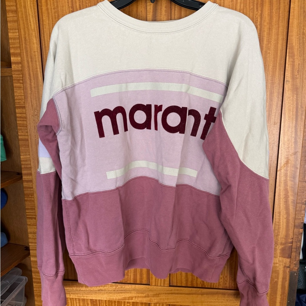 Marant Women's Colorblock Crew Neck Sweater - Cream and Pink